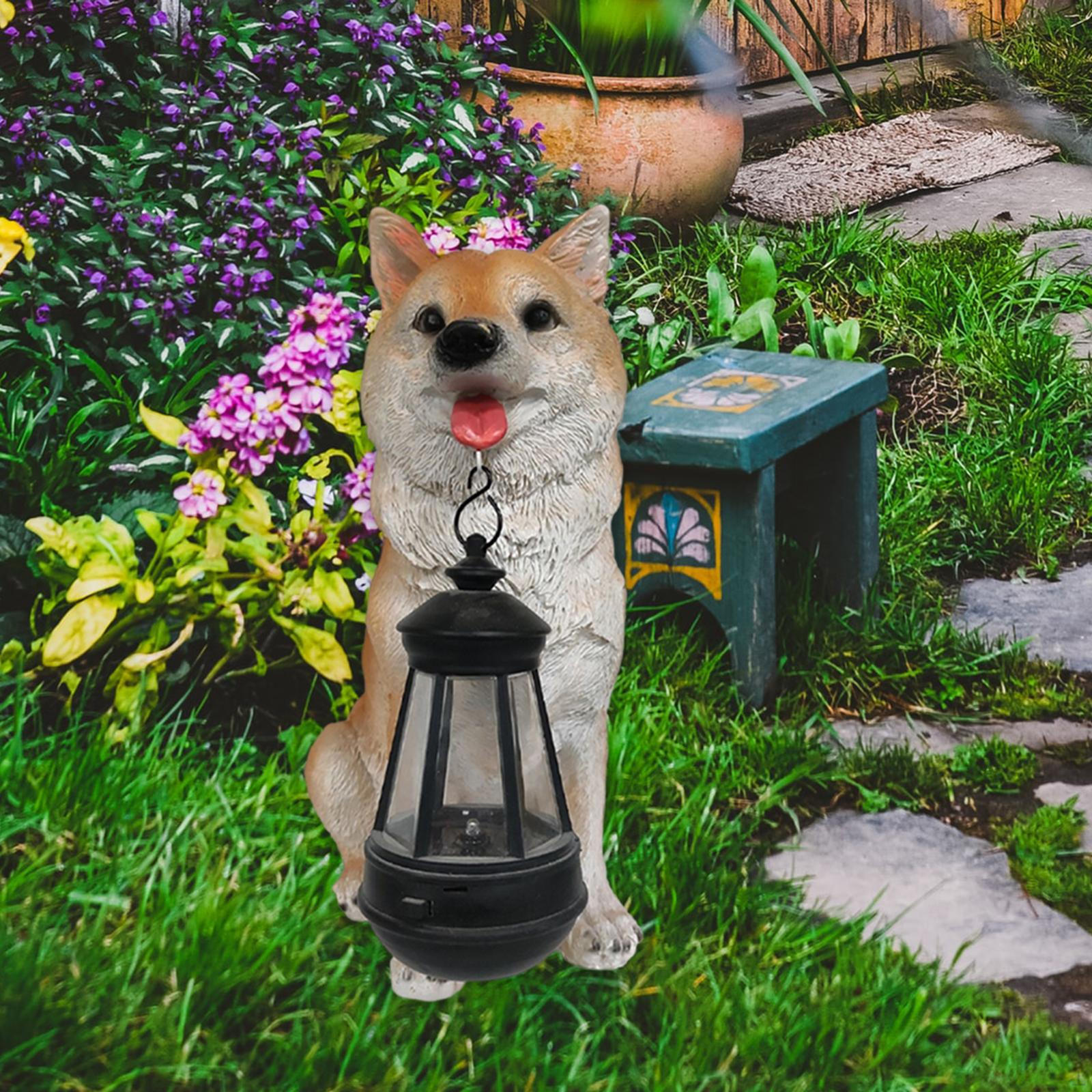 

Статуэтка из смолы, подвесной фонарь, дворовая лампа, солнечные фонари, статуя садовой собаки 19.5x15.5x31cm_Shiba Inu