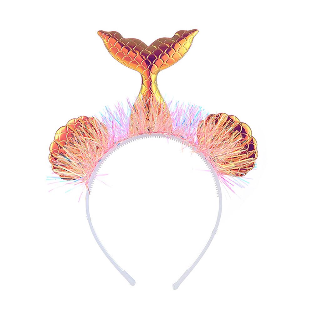 Mermaid Tail Headband With Shining Shell Tassel Fish Pattern Headdress Cloth For Kids Girls Princess Birthday Mermaid Party Decoration Supplies