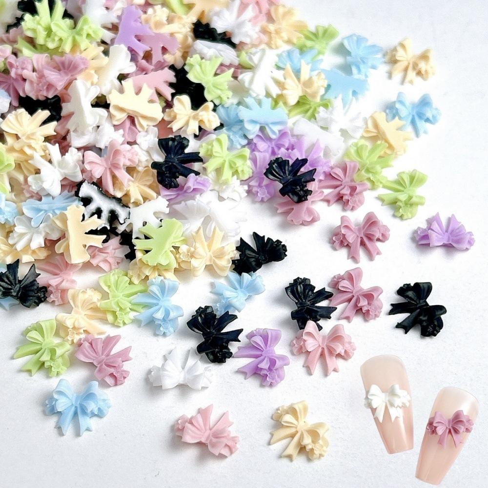 20pc Exqusitive Bows Nail Resin Charms Mini Bow Nail Art Accessories Bow Black White Rice White Bow Tie Nails Decoration Diamond