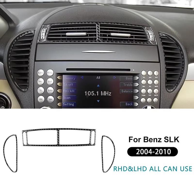 For Mercedes Benz SLK R171 2004 2005 2006 2007 2008 2009 2010 Central Air Outlet Real Soft Carbon Fiber Trim Sticker Accessories