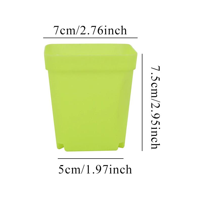 10PCS Square Mini Flowerpot Candy Colors Plastic Plant Pot Drainage Holes Tray Succulent Pot Indoor Outdoor Garden Nurseries ZYF