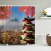 Waterproof Polyester Fabric Shower Curtain Japanese-Style Waves Samurai Landscape 3D Printing Bathroom Decor Shower Curtains