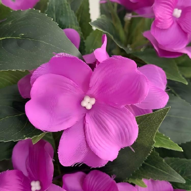 Pack of 2 Artificial Impatiens Balsamina Flowers Realistic Floral Arrangements Silk Stems for Tabletop Displays