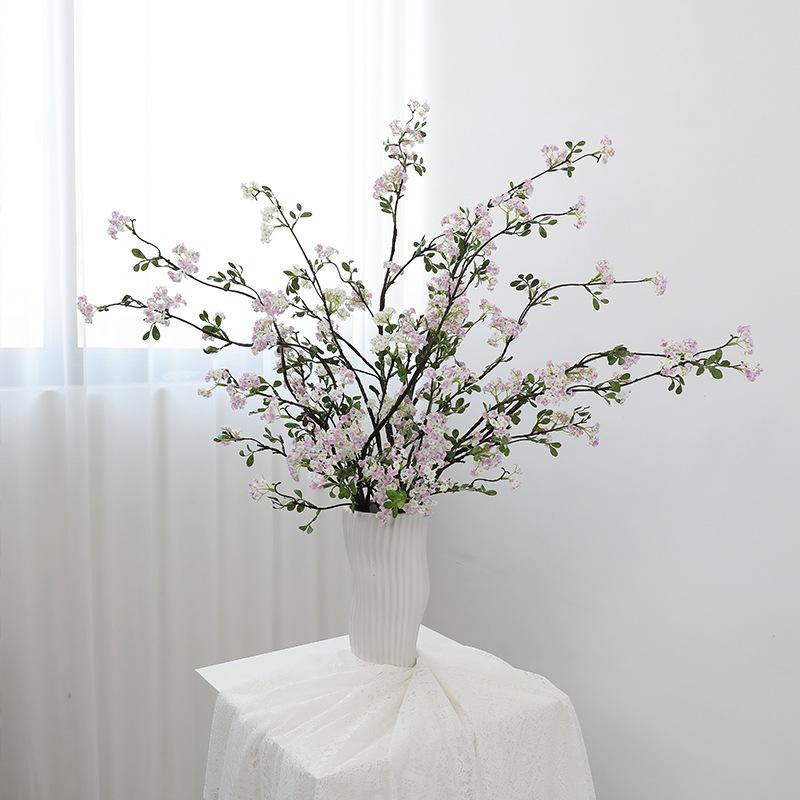 5pcs Simulation Flowers 105cm Snows Willows Branch Silk Flower Restaurant Decoration Artificial Purple Pear Blossom Snow Willow