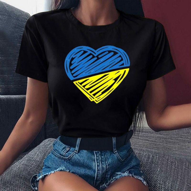 Heartbeat Blue Yellow Women Print T-shirt Fashion Y2K Short Sleeve Tee Tops Lady 90s Female Harajuku Streetwear Woman Clothing