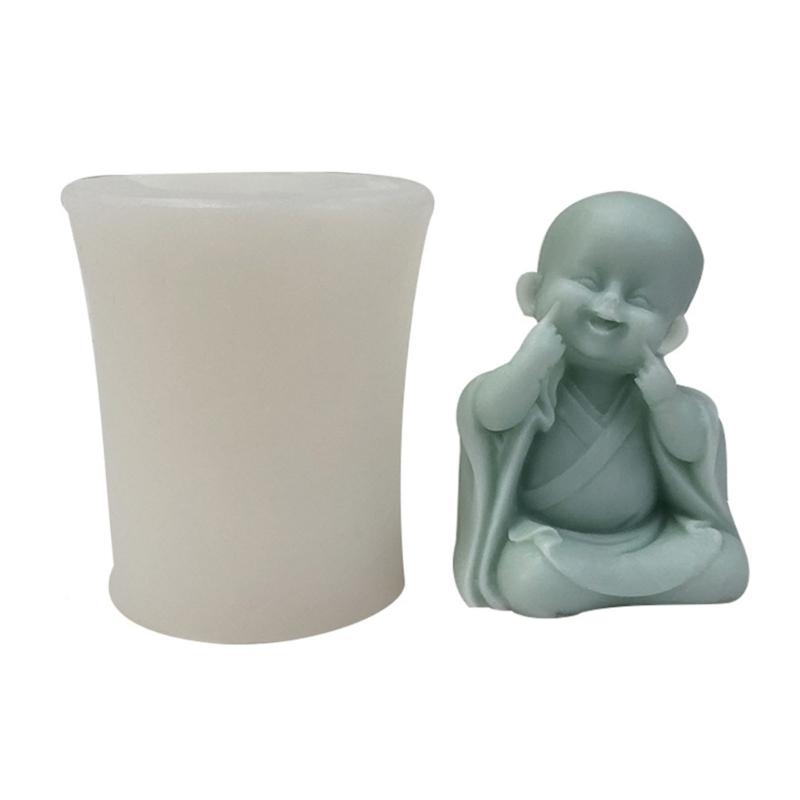 Buddhas Monk Shape Silicone Molds DIY Epoxy Resin Molds Table Ornament Mould Candle Plasters Making Tool Easy-to Clean