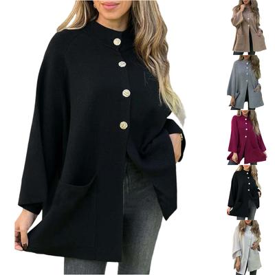Fashionable Women's Casual Woolen Coat Single Breasted Cardigan Top For Women