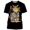 Uomo Donna Top Samurai Cartoon Animal 3D Printing Tees T-shirt streetwear a maniche corte fresca stile Harajuku divertente quotidiana