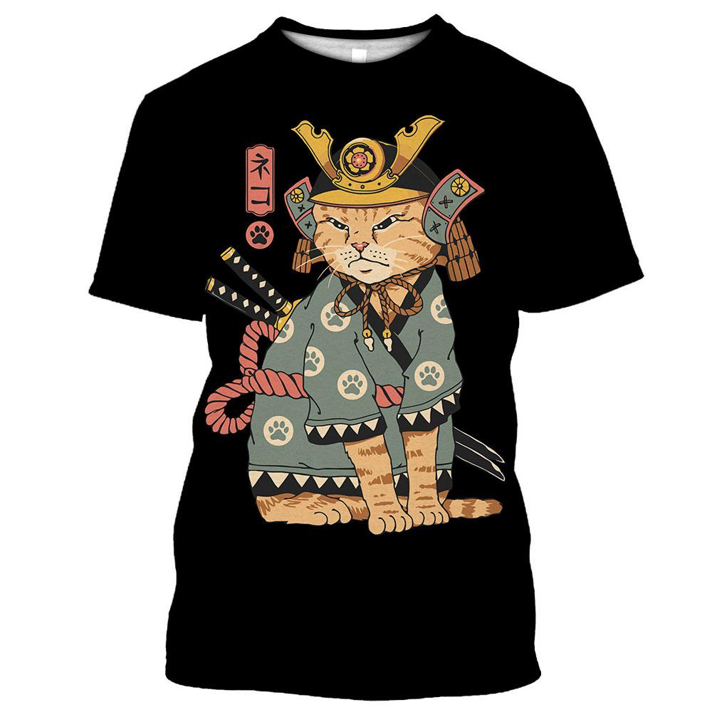 Uomo Donna Top Samurai Cartoon Animal 3D Printing Tees T-shirt streetwear a maniche corte fresca stile Harajuku divertente quotidiana