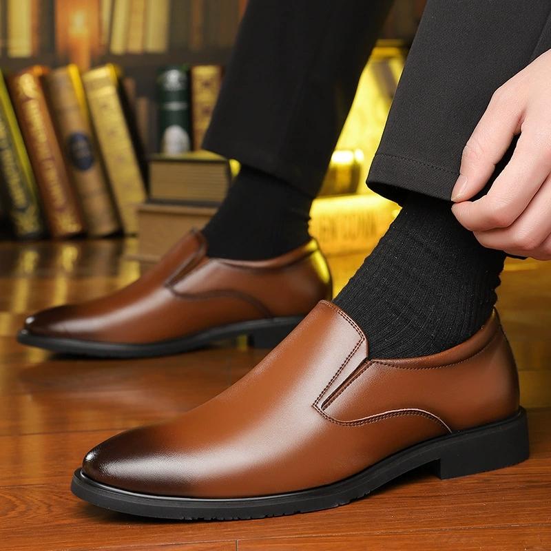 2026 Herren Business Formell Freizeit Schuh Herren Atmungsaktive Lederschuhe Schwarz Weiches Leder Weiche Sohle Frühling Trauzeuge Homme