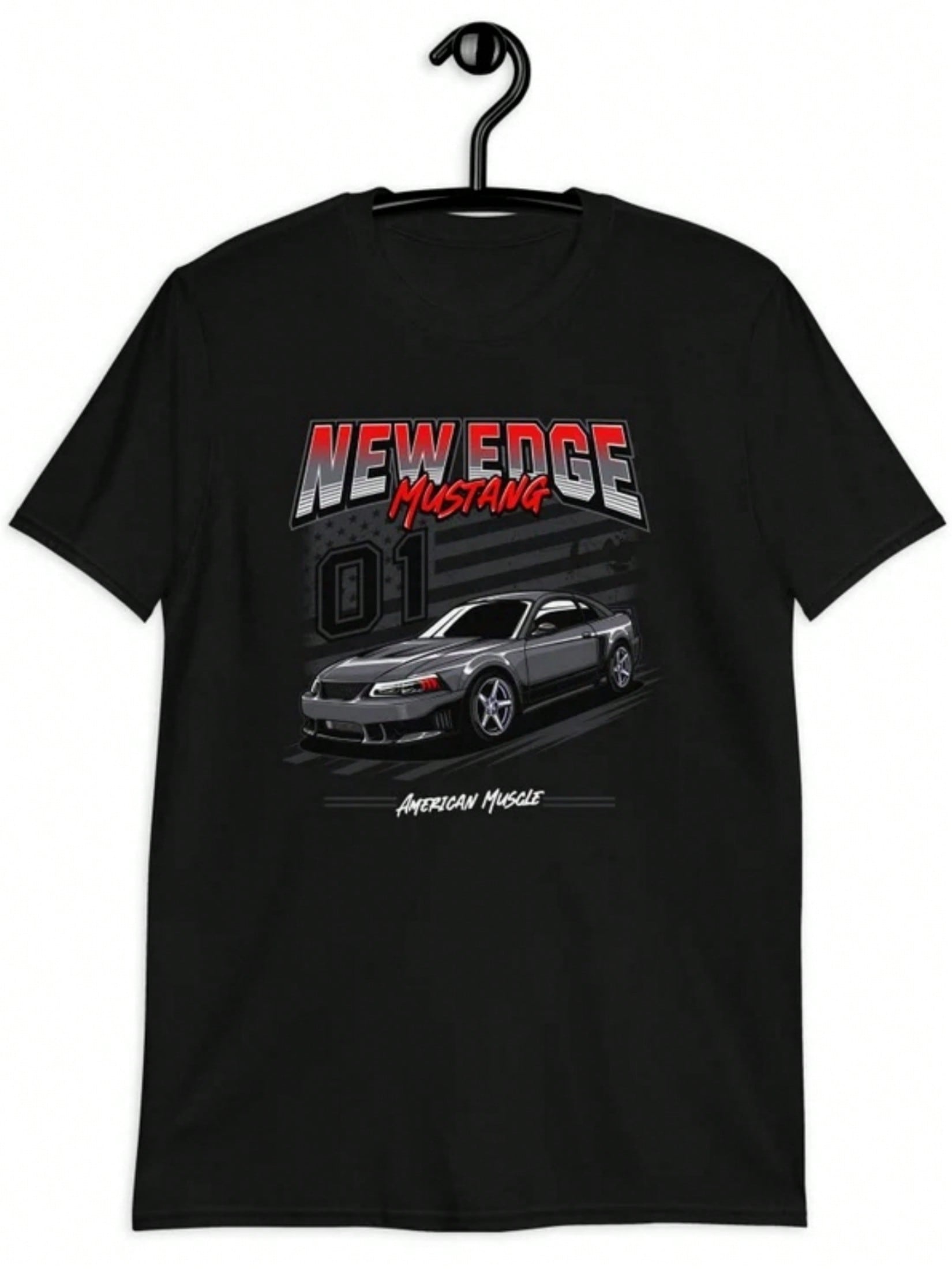 Mens Round Neck Short Sleeve TShirt mustang01 Graphic Tee Casual TShirt American Muscle Car Digital Print Tee Streetwear S