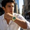 SAPPHERO Men's Chronograph Watch Stainless Steel 50M Water Resistant Analog Date Display Gold Green