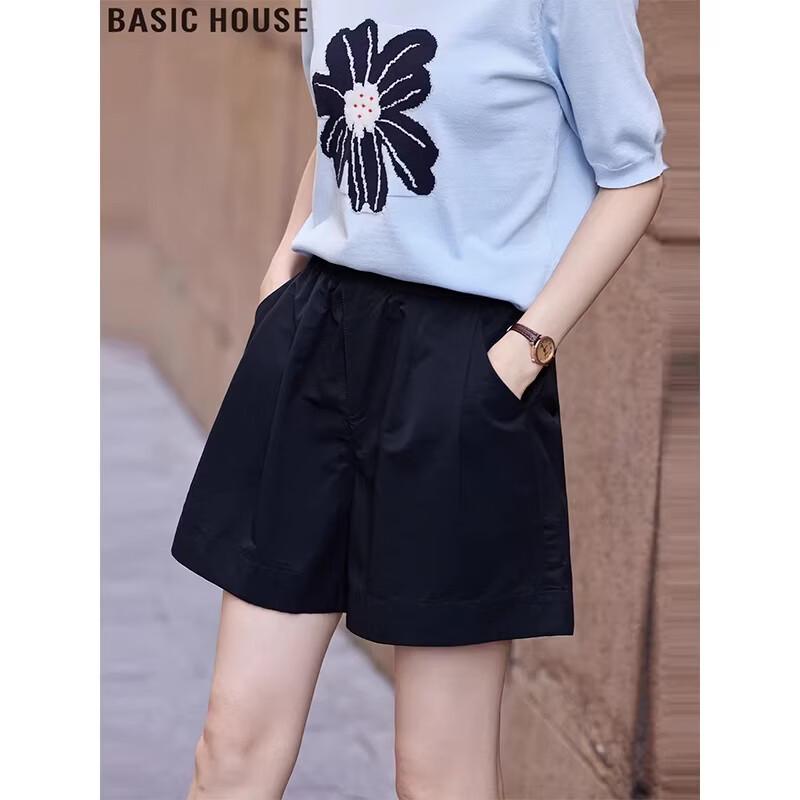 Basic House Women s Loose Fit Wide-Leg Shorts L