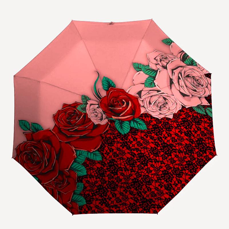 1pc Roses and Lace Design Umbrella with Plastic Handle,Suitable for All Seasons Umbrellaptys26051