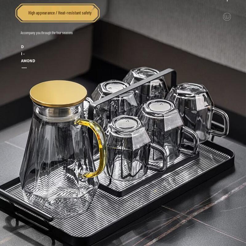 Naijiang Household Glass Tea Set with Golden Deer Tray