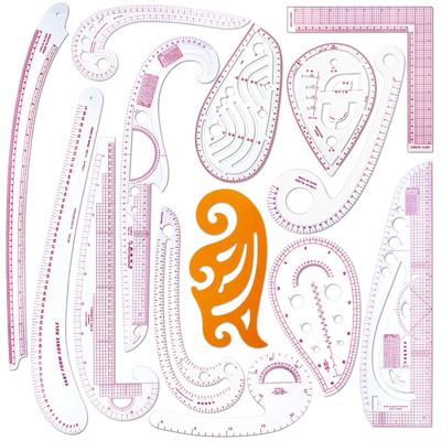 Empire Sewing Ruler and French Curve, Used for Pattern Making Drafting, Transparent Plastic Fashion Designer Ruler Pieces Assemb