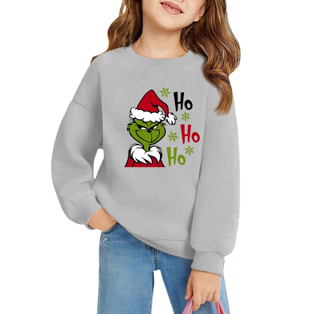 Pulovere de Crăciun pentru fete cu gât rotund pentru copii, topuri imprimate pentru bebeluși