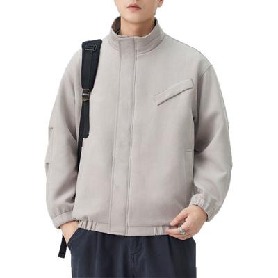 Neue Herbst-Hirschleder-Samt-Falten-Stehkragenjacke für Herren, japanische schlichte Außenjacke