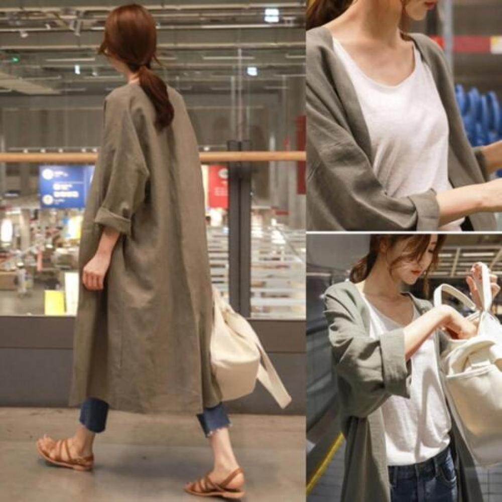 New ArrivalS Open Run Women S Navy Coat Jacket Long looSe No Collar