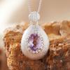 Natural Amethyst Pendant Necklace Women'S S925 Sterling Silver Brushed With Tanzanian Diopside Topa Garnet Colored Treasure