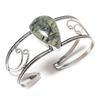 Natural Prehnite Gemstone 925 Sterling Silver Cuff Bangle Adjustable U9w50
