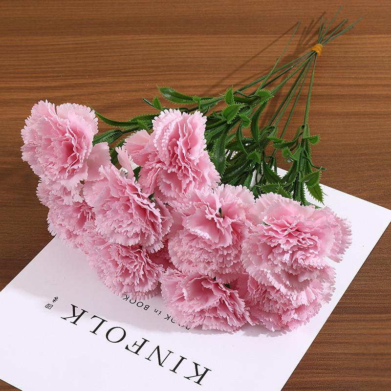 Carnation Silk Flower Bouquet For Home Office Wedding Decor Photography Prop
