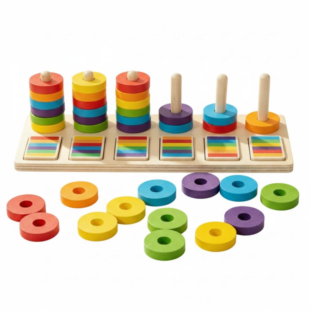 Wooden Educational ColorSorting Toy FineMotor Color Matching Board
