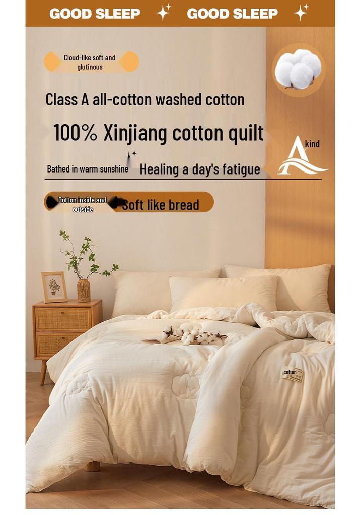 Winter & Summer Quilt: Xinjiang Long-staple Cotton, Thick, Pure Cotton Wadding, All-Season Use