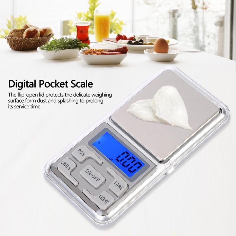 Stainless Steel Panel Electronic Food Scale 0.01g Accuracy Portable Scale Kitchen Weighing 300g