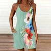 Womens Sleeveless Spaghetti Strap Romper Flowers Print Pocket Short Jumpsuit