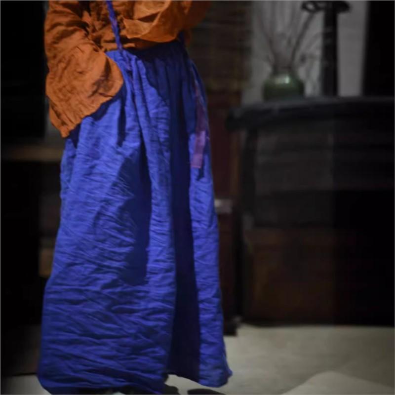 Johnature Woman Spring Casual Solid Color Retro Personality Skirt Fashion Niche Chinese Style Vintage Skirt