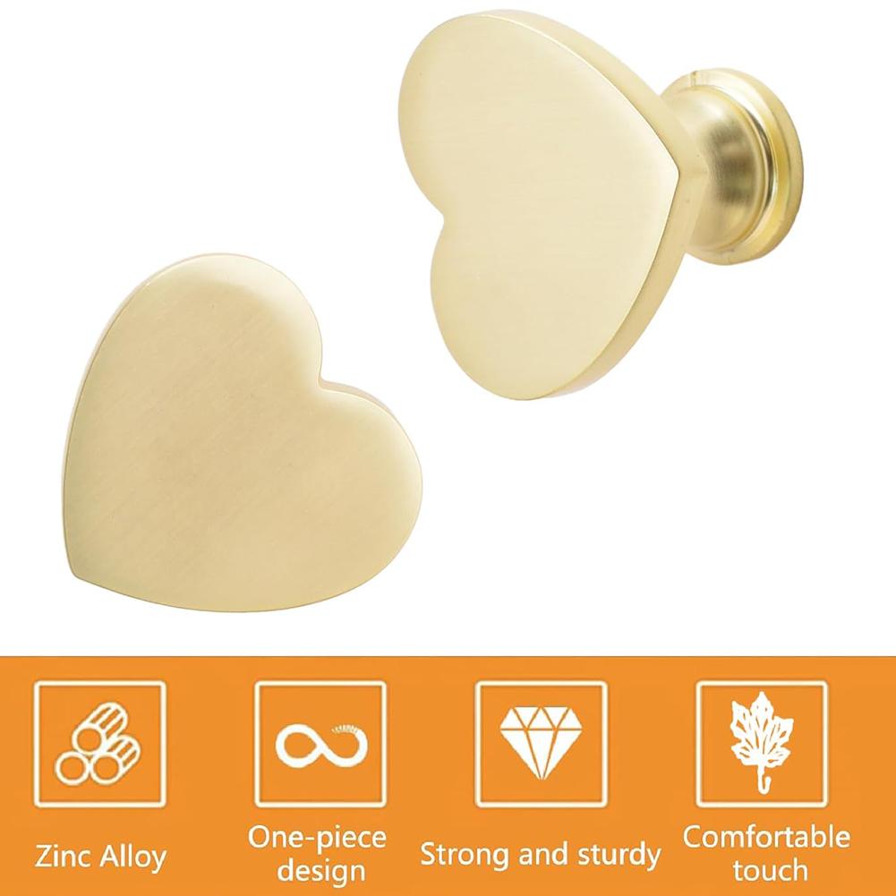 Elegant Cabinet Pulls Heart Shaped Knobs Anti-Tarnish Treatment Decorative Furniture Knobs Easy Installation Screws For Closets