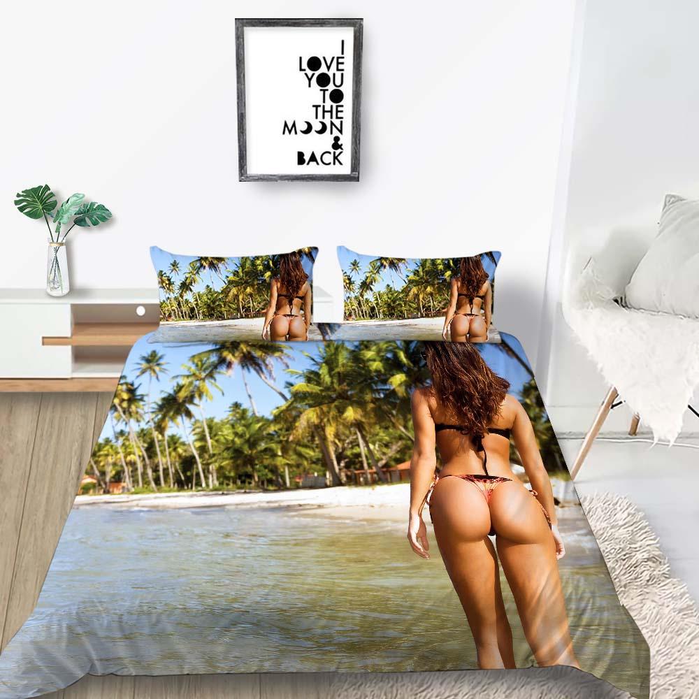 2023 Neuer Stil 3D Bikini Bettwäsche Set Home Bettwäsche King Single Size 2/3 Stück Bettbezüge Cooles einzigartiges Design Quiltbezug Anzug