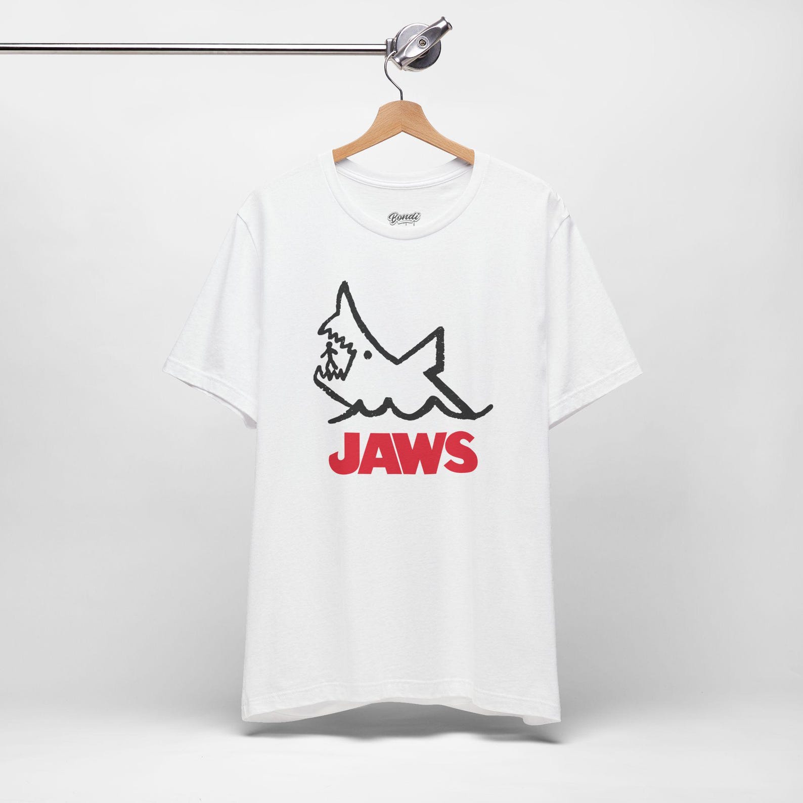 Jaws Shark T-Shirt, Minimal Movie Graphic Tee, Retro Horror Film Shirt, Vintage Summer Beach Tee, Gift for Movie Lovers 3XL