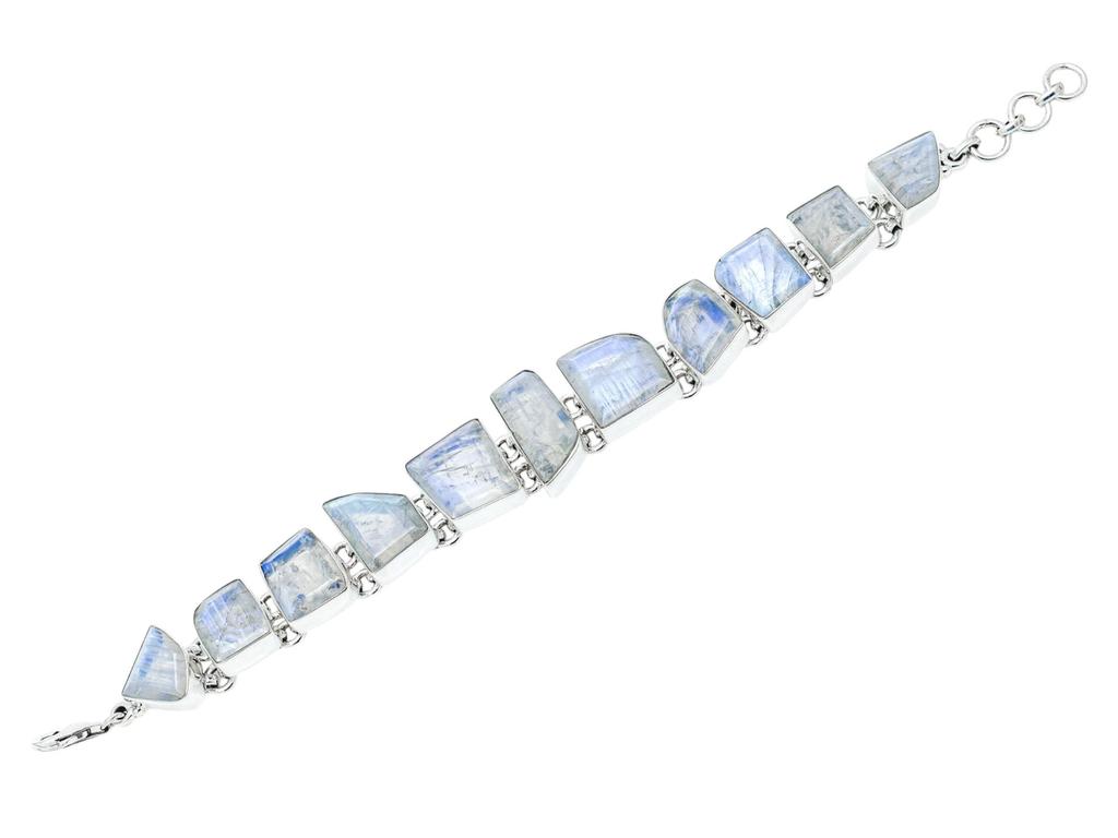 Natural Moonstone 925 Sterling Silver Bracelet: Adjustable Gemstone