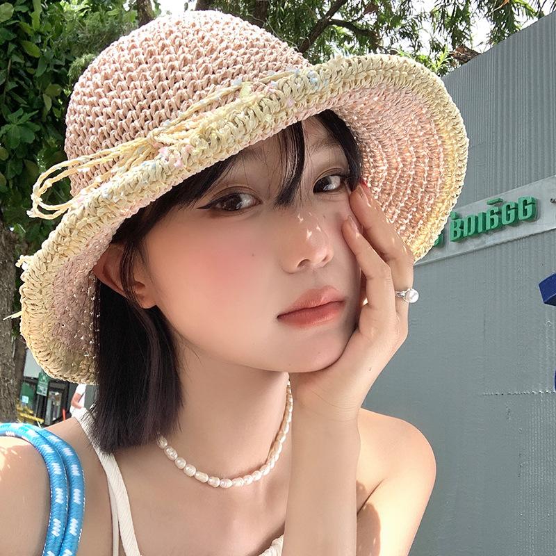 Unisex Summer Fashionable Straw Hat With Bow And Casual Style For Beach Days