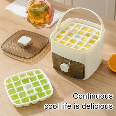 Vassoio per Cubetti di Ghiaccio per Congelatore Stampo per Ghiaccio a Sfera con Coperchio e Contenitore Rilascio con un Pulsante Stampo per Cubetti di Ghiaccio Circolari Secchiello per Ghiaccio per Whiskey Cocktail