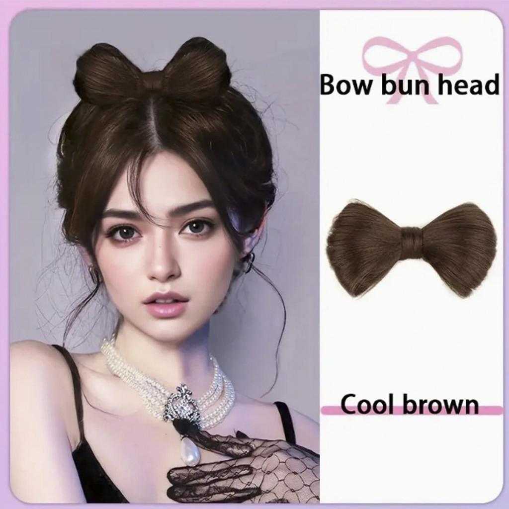 Bow Claw Hair Bun Synthetic Straight Hair Bun Hairpiece Heat Resistant Natural Fake Styling Hair Accessories Hair Accessories