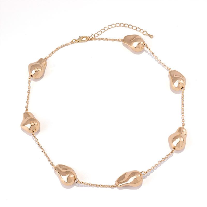 Meier Through-hole beads, irregular stone beads, jewelry necklace, 14k gold-plated, clavicle chain for women