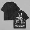 Hot-blooed Anime Bleach Kurosaki Ichigo Manga Graphic Print T-Shirt Men Women Vintage Washed Cotton Summer New Tee Streetwear Fashion Oversized Top