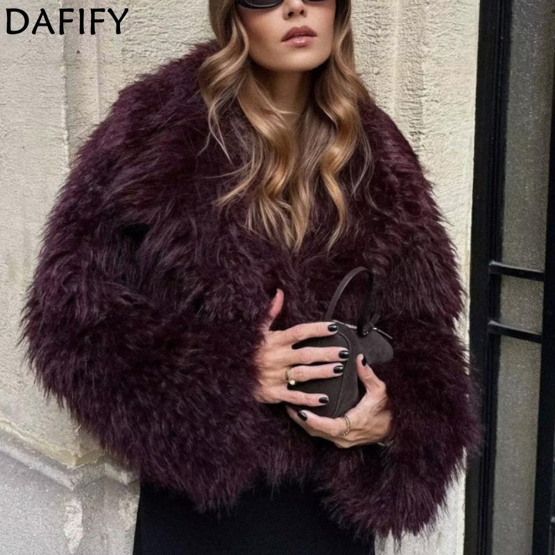 DAFIFY Women's Fashion Casual Solid Color Print Autumn Winter Long Sleeve POLO Neck Jackets & Coats
