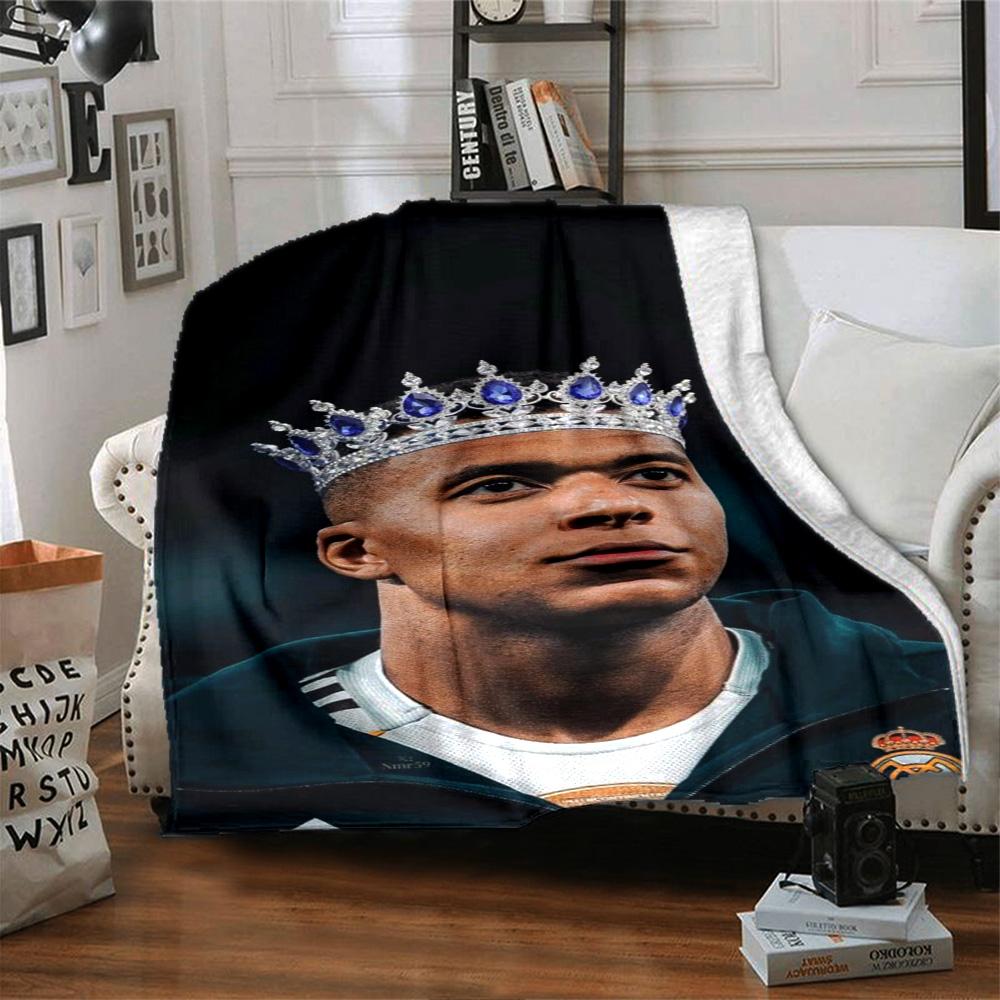 Star Player Kylian Mbappé Blanket Durable Comfort Perfect for Chair Picnics Office for All Occasions Playful Design