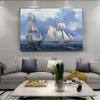 Retro Boot Ölgemälde auf Leinwand Schiff Seascape Poster Landschaft Segelboot Wandbilder für Wohnzimmer Dekoration Caudros