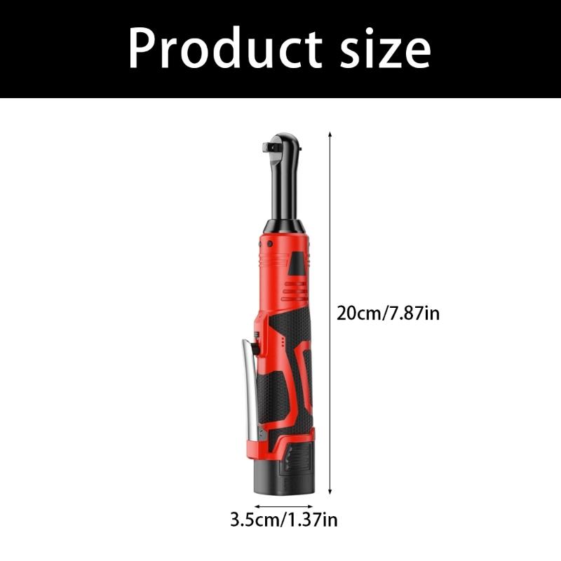 High Torques 90 Degree Pivots Ratchet Wrench Variable Speed Control Rechargeable Battery Comfortable Grip for Mechanical Tasks