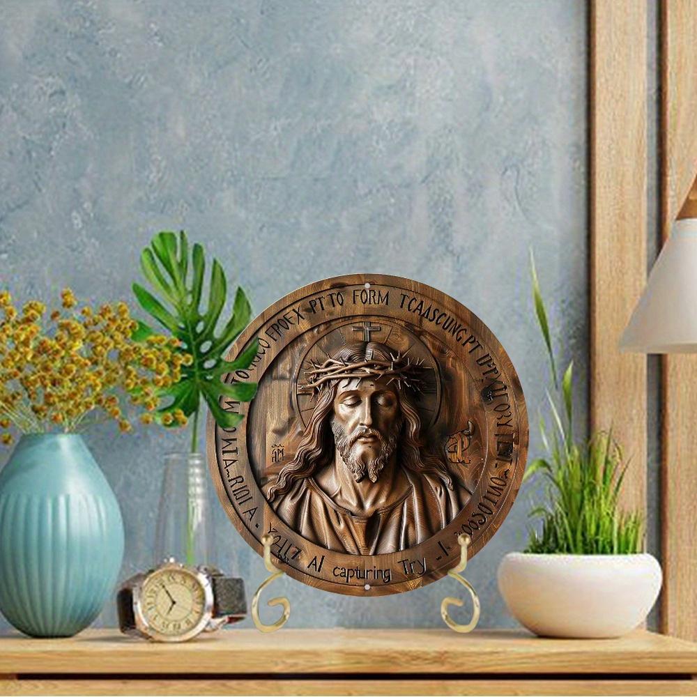 Wooden Unique Jesus Christ Artwork Round Wood Sign, Durable, Easy To Clean, Wall Decor for Home, Office, Bar, Perfect Holiday Gift for Door, Wall Home