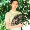 Elegent Chinese Style Plum Blossom Fan Cloth Plastic Dance Fan Home Decoration Dance Performance Props Antique Folding Fan