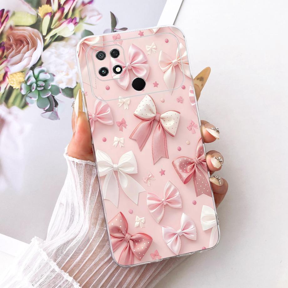 For Xiaomi Poco C40 C50 C51 Phone Case Luxury Flower Butterfly Cartoon Bow Pattern Back Cover Soft TPU Silicone Bumper Housing