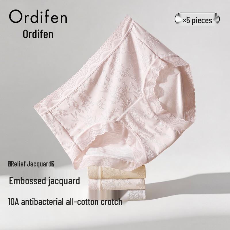 Oudifen Women's Ice Silk Seamless Jacquard Lace Briefs