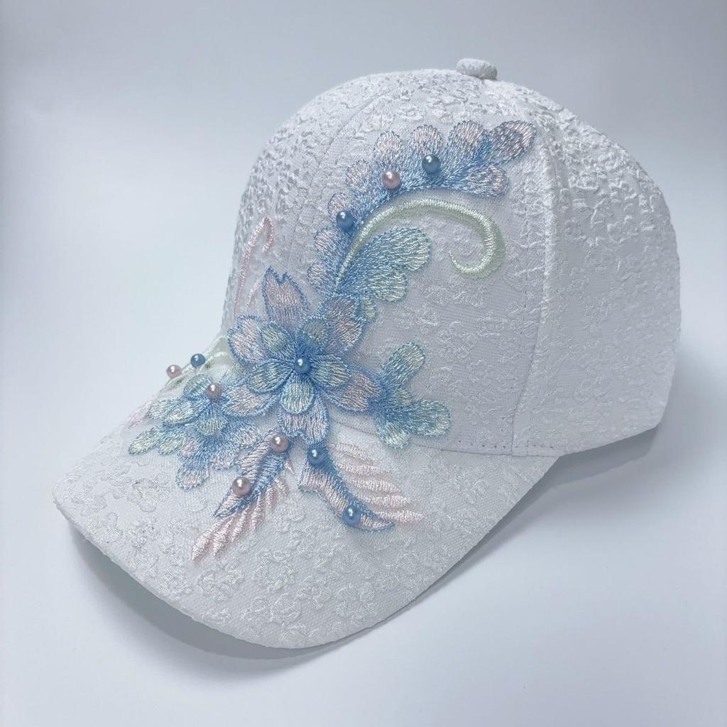 Baseball cap Korean lace embroidered flower pastoral cap breathable summer travel sun protection versatile sun hat