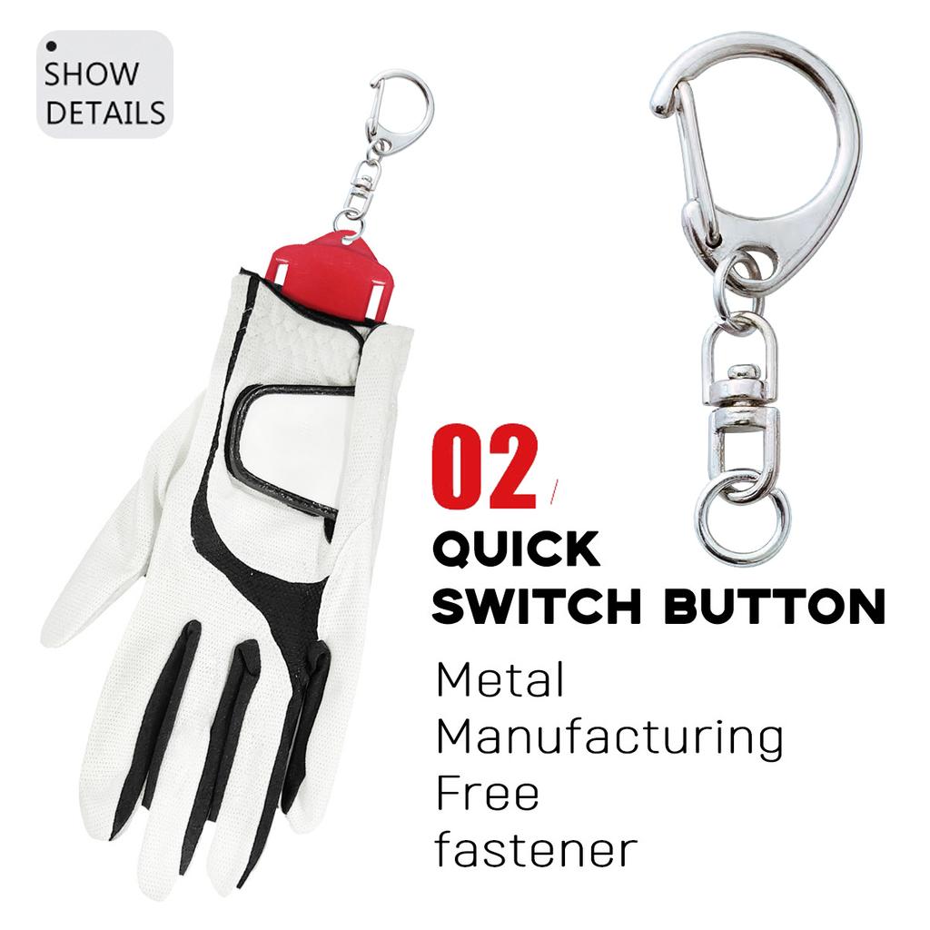 ABS Plastomer Portable Golf Glove Hanging Bracket with Backpack Carabiners Golf Anti-Sweat Glove Hard Holder